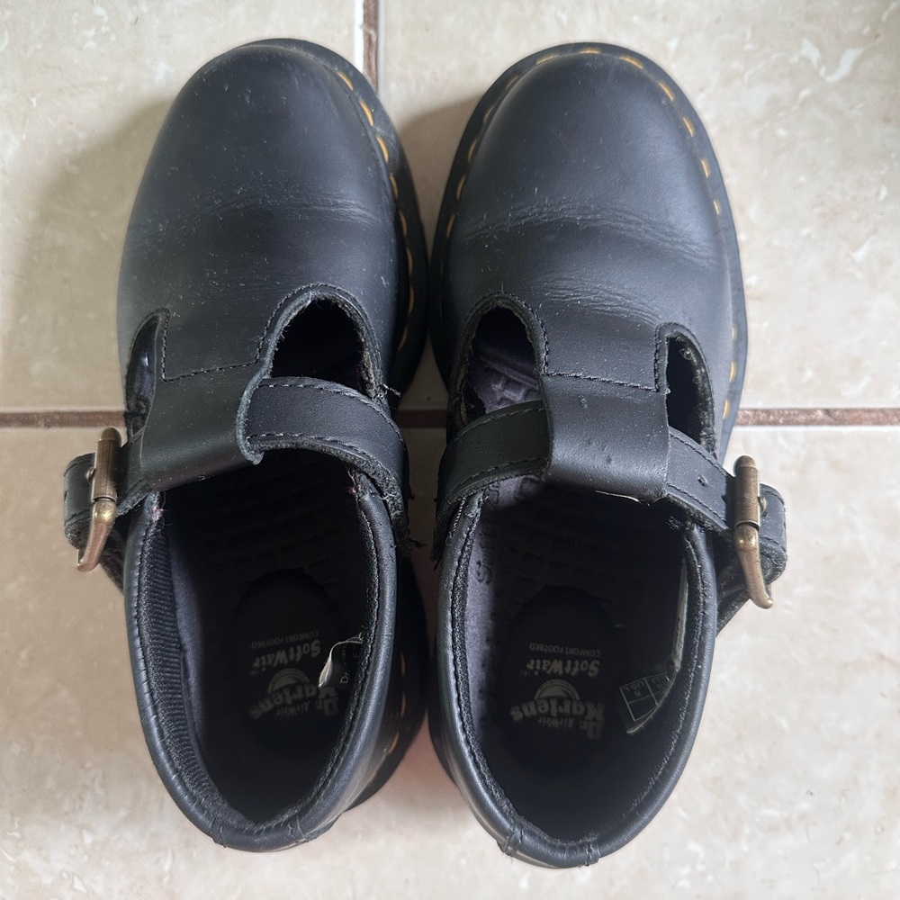 Dr. Martens Mary Janes Shoes with Gold Buckle Slip Resistant